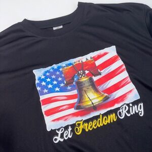 Armored Sportswear Mens Large Black Let Freedom Ring Liberty Bell Long Sleeve